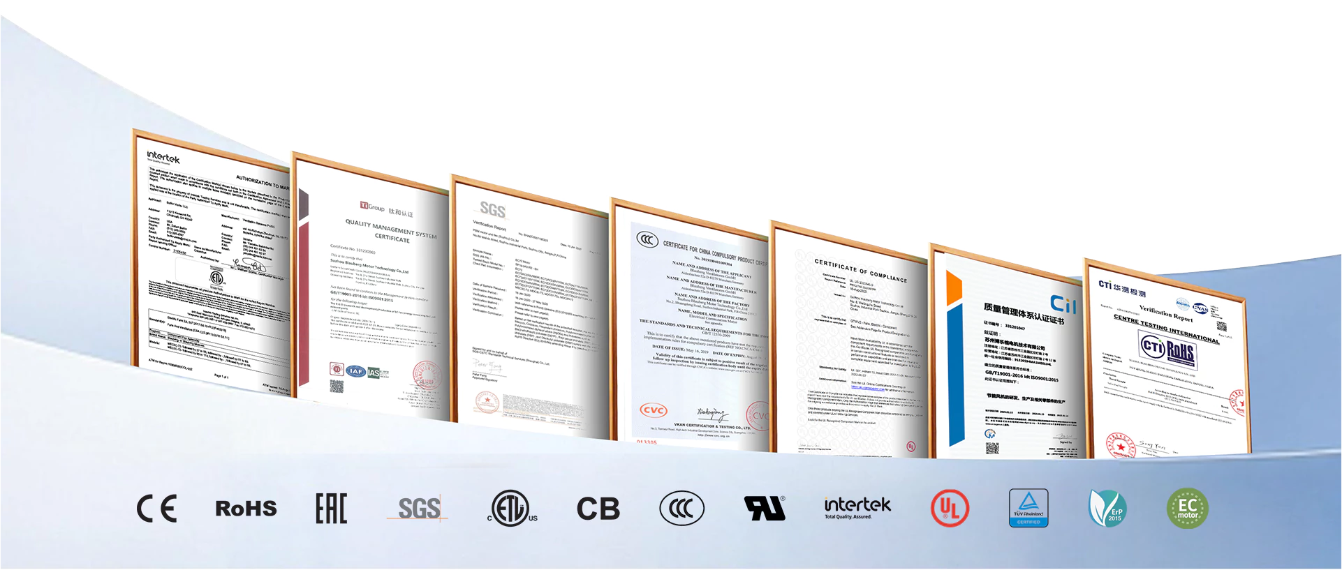 Blauberg global certificates and compliance marks